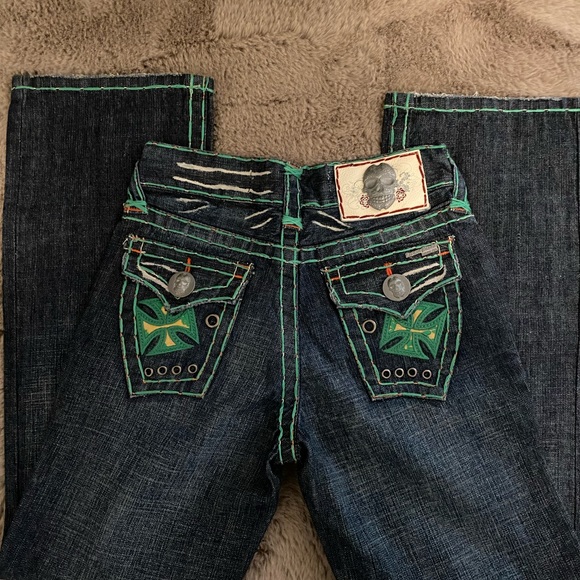 vintage dead stock skull flare jeans - Picture 1 of 6